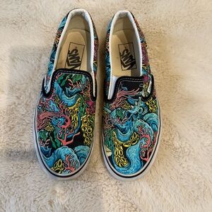 Vans Slip-On Underwater Black Skate Shoes - men’s 6